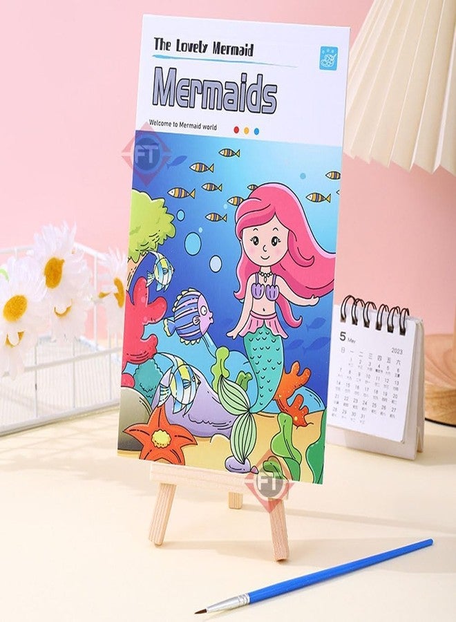 Firstly Traders Mermaid Color Magic Book for Kids Activity Books for Children Coloring Books for Kids Ages 4-8 Years 12 Sheet Princess Painting kit with Brush Return Gift 3+ - Image 1